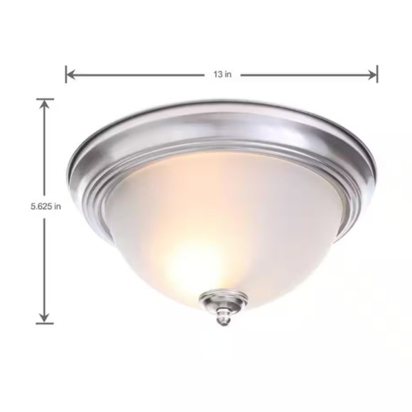 13 in. 2-Light Brushed Nickel Flush Mount - Picture 3 of 6